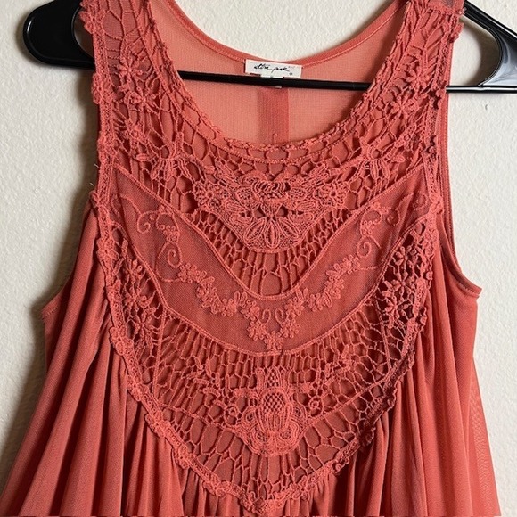 Ultra Pink M‎ Coral Lace Babydoll Flouncy Tank Top Boho Festival Coquette - Picture 3 of 13